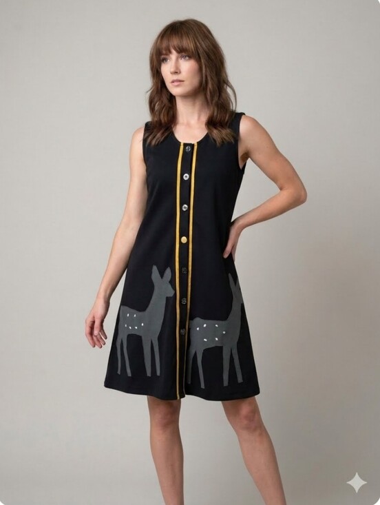 HEEL Athens Lab Dresses & Skirts - HEEL Athens Lab Organic Cotton Deer Applique A-Line Dress, VGUC, Size L